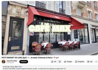 YouTube — Petit Budget vs Luxe — Bistrots de Paris